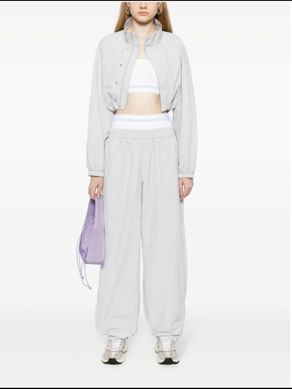 Alexander Wang Light Gray Wide-Leg Track Pants